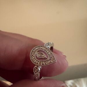 Elegant Silver Teardrop Ring